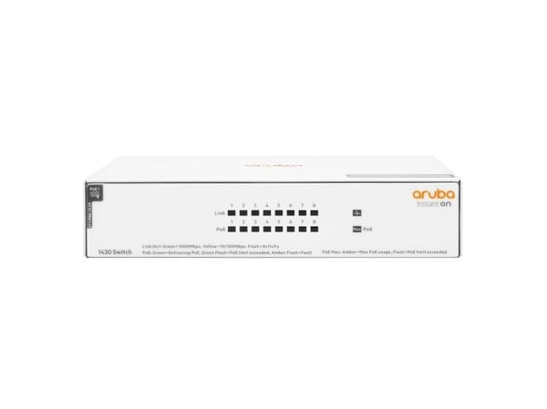 HPE Networking Instant On 1430 8G Class4 PoE 64W Switch - Switch - ikke-styrt - 8 x 10/100/1000 (PoE Class 4) - stasjonær, rackmonterbar, veggmonte...