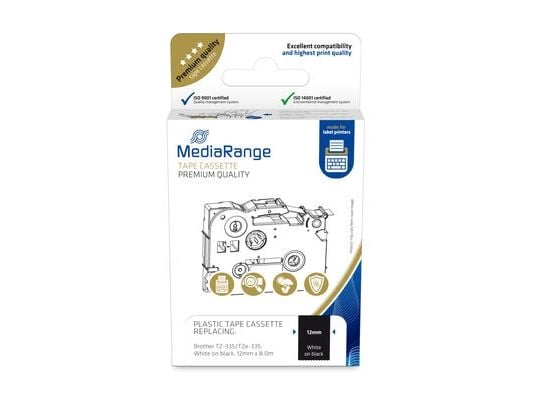 MediaRange plastskrivbandskassett 12mm, 8m laminerad