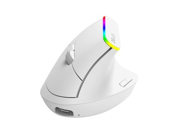 Delux M618DB, Høyre hendt, Vertikalt design, Optisk, RF trådløs + Bluetooth, 4000 DPI, Hvit