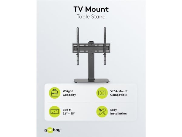 Goobay Fixed Basic, 177,8 cm (70"), 100 x 200 mm, 400 x 400 mm, -35 - 35°, Stål, Sort