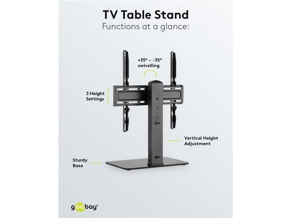Goobay Fixed Basic, 177,8 cm (70"), 100 x 200 mm, 400 x 400 mm, -35 - 35°, Stål, Sort