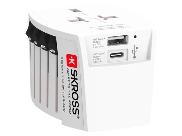 Skross 60572, Universal, Universal, 100 - 250 V, Hvit, 2,4 A, 3 A