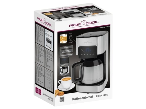 ProfiCook PC-KA 1191, Kaffebrygger (drypp), 1,2 l, Kaffe pute, 900 W, Sølv, Sort