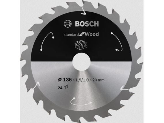 Bosch Standard for Wood - Sirkelformet sagblad - for tre - 136 mm - 24 tenner