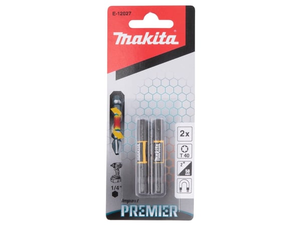 Makita Impact Premier - Impact screwdriver bit - 2 deler - torx - T40 - heksagonal - lengde: 50 mm