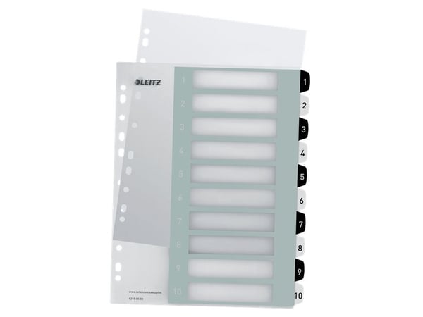 Leitz WOW Extra Wide - Avdelare - 10 delar - förtryckt: 1-10 - för A4 (210 x 297 mm) - svart, vit