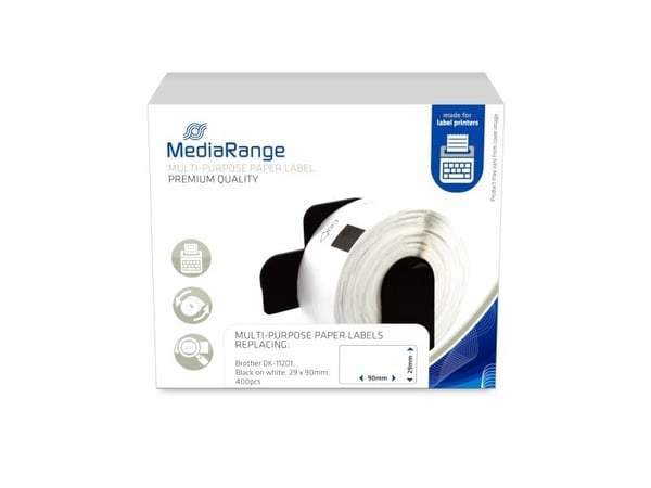 MediaRange universelle papiretiketter Brother 29x90mm 400 stk hvit