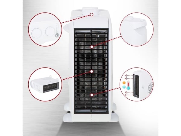 Adler AD 7725W, Viftedrevet elektrisk romvarmer, 1,3 m, Innendørs, Gulv, Hvit, Polypropylen (PP)