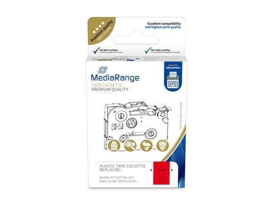 MediaRange konstbandskassett 12mm,8m lam .sw on red