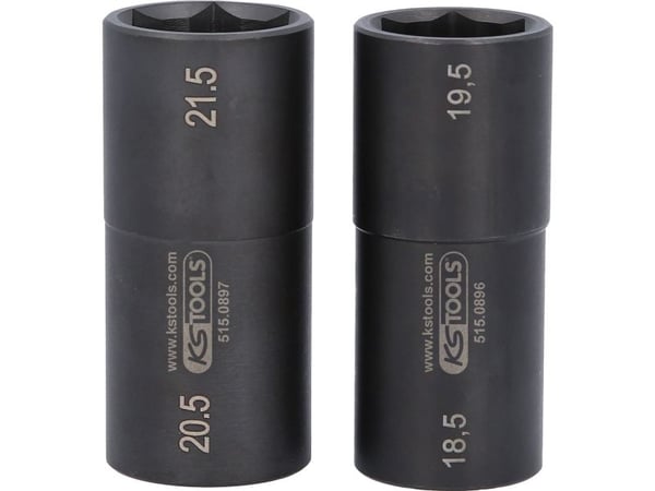 KS Tools 515.0895, Støpselsett, 1/2", 2 hoder, Krom-molybden-stål, DIN 3121, ISO 1174