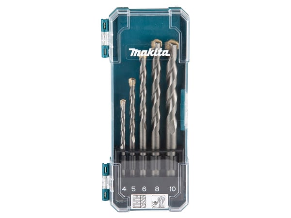 Makita - Borsett - hammerbit - 5 deler - 5 mm, 6 mm, 8 mm, 10 mm, 4 mm - cylindrical - for Makita DDF487, DDF487RAJ, DDF487RFE3, DDF487Z, DHP487RAJ...