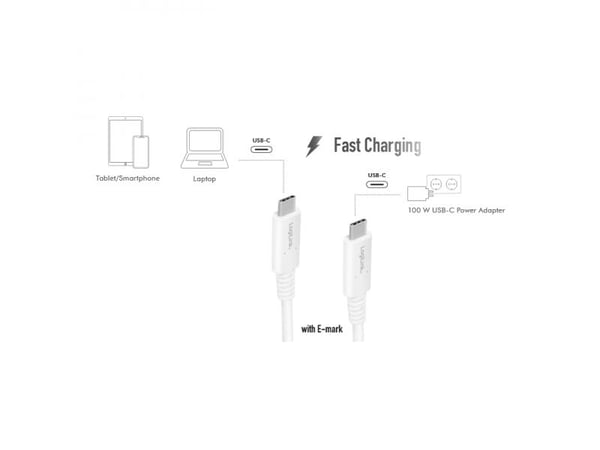 USB 4 Gen 3 Type-C-kaapeli, C/M - USB-C/M, PD, AV, valkoinen, 0,8 m, 0,8 m