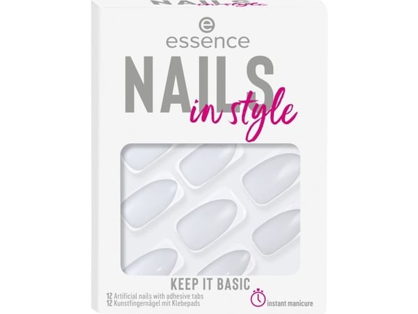 Essence nails in style, Fingernegler, Hvit, Monokromatisk, 12 stykker