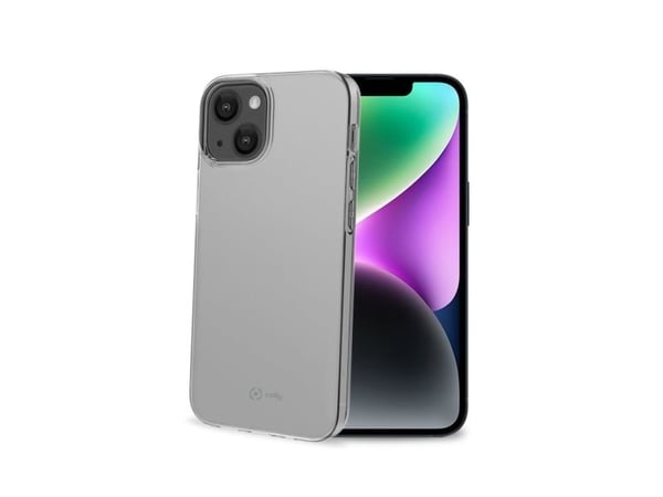 Celly Gelskin - Baksidedeksel for mobiltelefon - bløt gummi, termoplast-polyuretan (TPU) - gjennomsiktig - for Apple iPhone 14