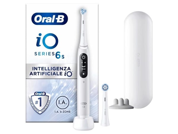 Oral-B iO 6, Vuxen, Vibrerande tandborste, Daglig vård, Djuprengöring, Gum omsorg, Känslig, Tandblekning, Vit, 2 min, Vit