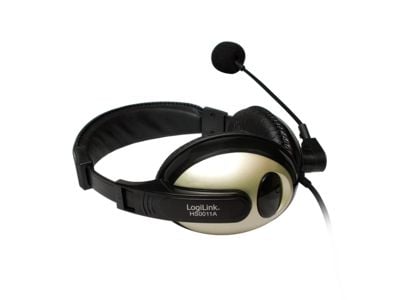LogiLink HS0011A, Koblet med ledninger (ikke trådløs), Samtaler/musikk, 20 - 20000 Hz, 215 g, Hodesett, Sort