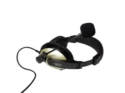 LogiLink HS0011A, Koblet med ledninger (ikke trådløs), Samtaler/musikk, 20 - 20000 Hz, 215 g, Hodesett, Sort