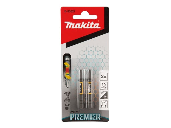 Makita Impact Premier - Impact screwdriver bit - 2 deler - torx - T10 - heksagonal - lengde: 50 mm - for Makita DTD152, DTD157, DTD171, DTL061, DTS...