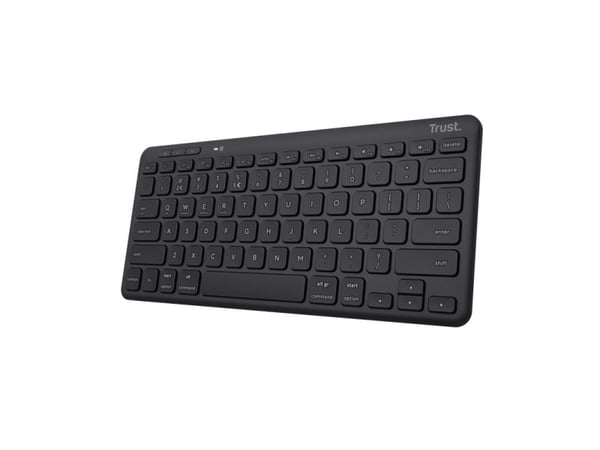 Trust Lyra, Tenkeyless (80–87 %), USB + RF Wireless + Bluetooth, Näppäimen saksikytkin, Musta