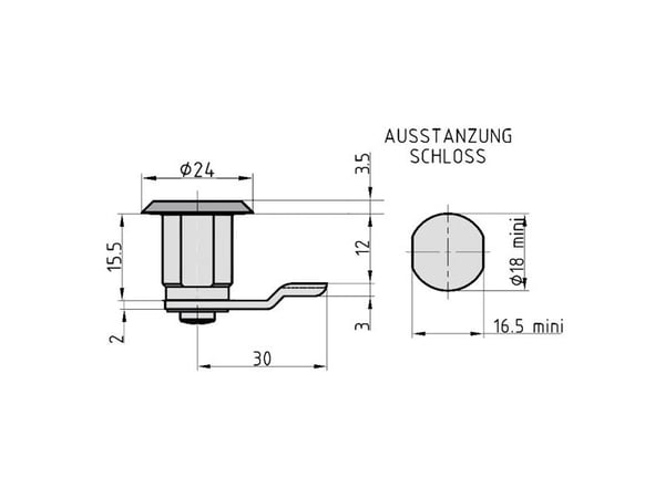 BASI HS 341 KA, postilaatikon lukko, Krom, metallia