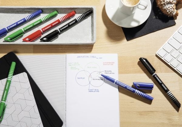 Fineliner Stabilo Sensor 189 rød 0,3 mm - (10 stk.)