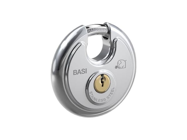 BASI 6100-7001-703, Tradisjonell, Nøkkellås, Bruk bare én nøkkel, Sølv, Rustfritt stål, Herdet stål