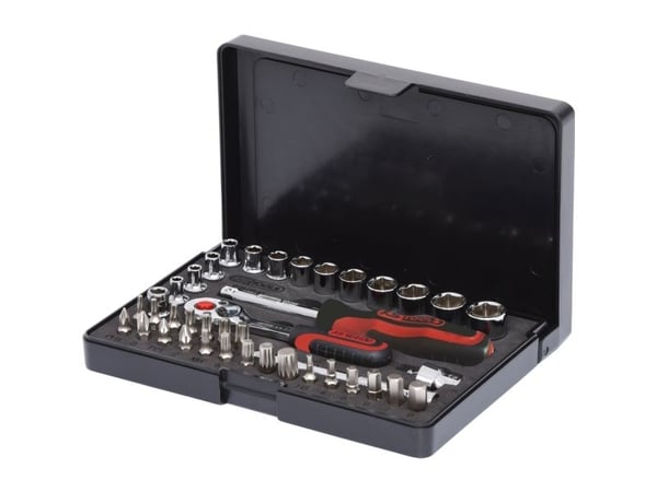KS Tools 918.0640, Støpselsett, 1/4", 40 hoder, Kromvanadiumstål, 800 g KS Tools 918.0640, Støpselsett, 1/4", 40 hoder, Kromvanadiumstål, 800 g