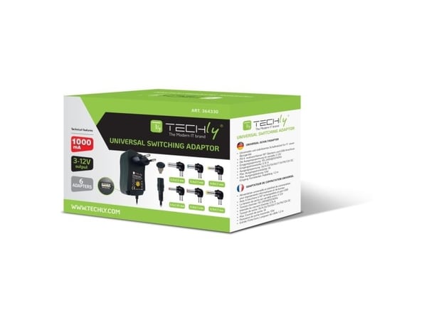 Strømforsyning Techly universell justerbar 3-12V 2,25A 27W USB 5V 1A