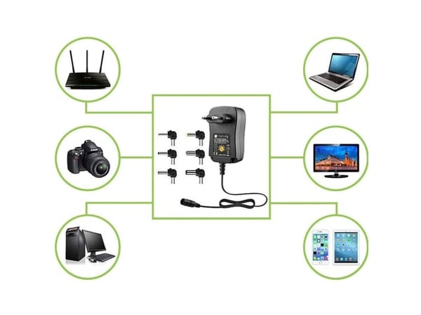 Strømforsyning Techly universell justerbar 3-12V 2,25A 27W USB 5V 1A