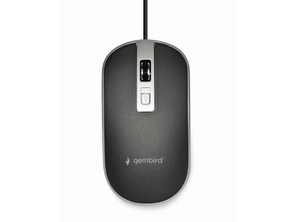Gembird MUS-4B-06-BS, Molempikätinen, Optinen, USB A-tyyppi, 1200 DPI, Musta, Hopea