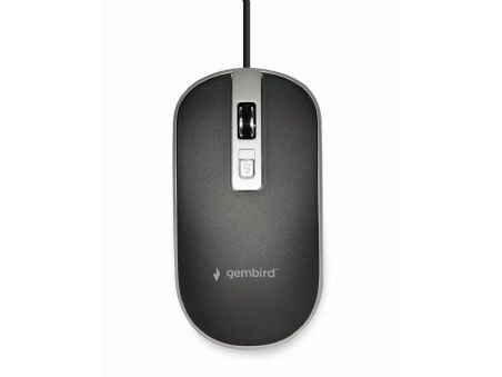 Gembird MUS-4B-06-BS, Molempikätinen, Optinen, USB A-tyyppi, 1200 DPI, Musta, Hopea