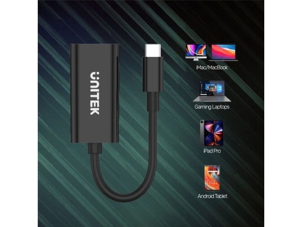 Unitek V1421A - Video adapter - USB-C hann til HDMI hunn - 15 cm - svart - 4K 60Hz støtte