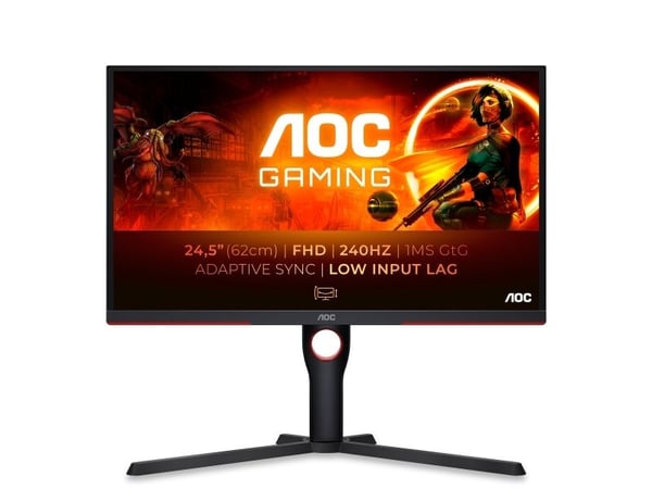 AOC | 25G3ZM/BK - G3-sarja - LED-näyttö - Peli - 24,5" (1920 x 1080) - @240Hz - VA-paneeli - 1MS | Musta/Punainen