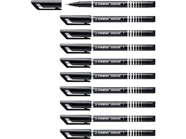 Fineliner Stabilo Sensor 189 sort 0,3 mm (10 stk.)