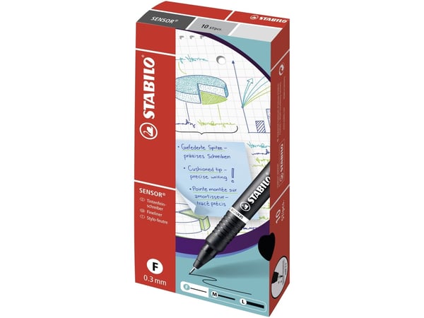 Fineliner Stabilo Sensor 189 sort 0,3 mm (10 stk.)