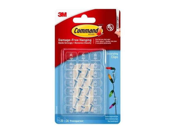 3M Command gennemsigtige dekorationsclips med gennemsigtige strips