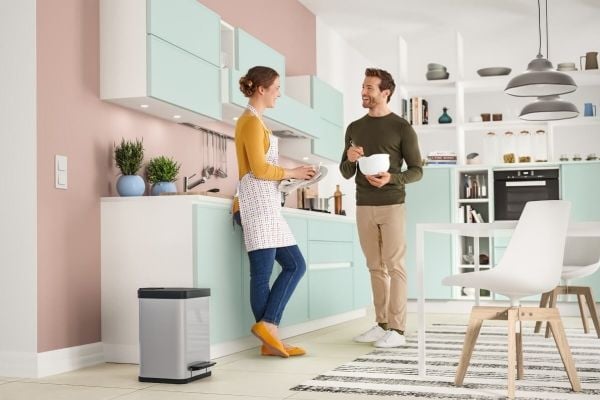 Hailo Öko duo Plus M, 18 l, Rektangulær, Rustfritt stål, Rustfritt stål, Plast, Pedal