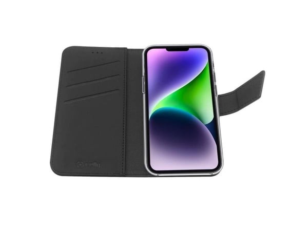 Celly Wally, Lompakkokotelo, Apple, iPhone 14 Plus, 17 cm (6.7"), Musta