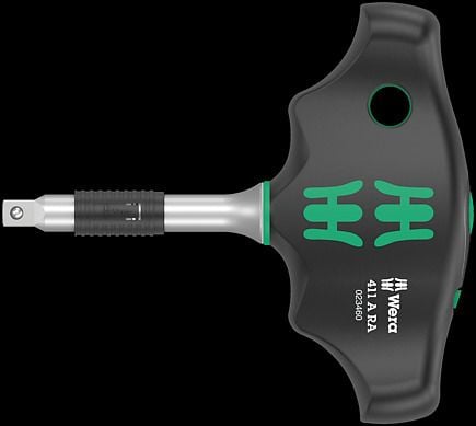 Wera 411 A RA - T-handle adapter screwdriver - 45 mm - 1/4" - fine