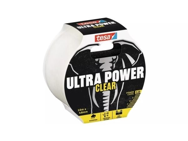 TESA Ultra Power, Gjennomsiktig, Reparering, Polypropylen (PP), Metall, PVC, Ru, Smooth (glatt), 35 N/cm
