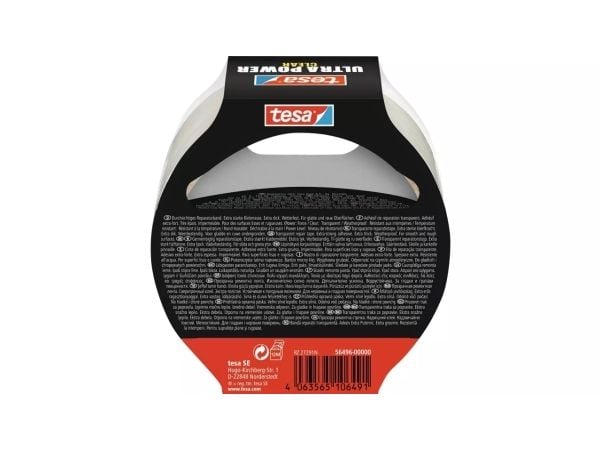 TESA Ultra Power, Gjennomsiktig, Reparering, Polypropylen (PP), Metall, PVC, Ru, Smooth (glatt), 35 N/cm