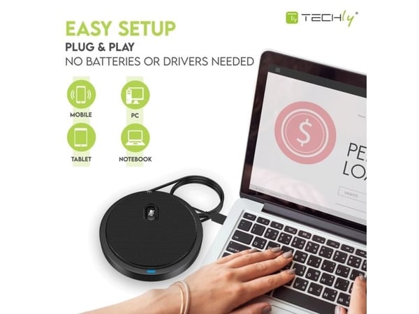 Techly ICC SH-22, Konferansemikrofon, -40 dB, 100 - 16000 Hz, 60 dB, 110 dB, Retningsuavhengig