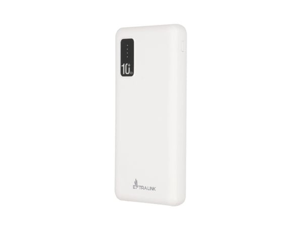 Extralink EPB-098W - Strømbank - 10000 mAh - 2.1 A - 2 utgangskontakter (USB) - hvit