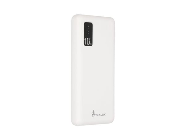 Extralink EPB-098W - Strømbank - 10000 mAh - 2.1 A - 2 utgangskontakter (USB) - hvit
