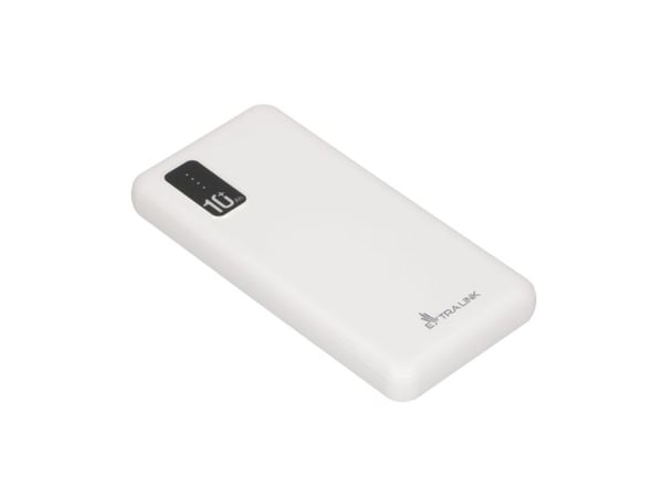 Extralink EPB-098W - Strømbank - 10000 mAh - 2.1 A - 2 utgangskontakter (USB) - hvit