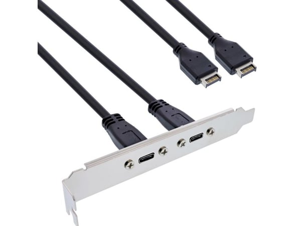 InLine 33446K, USB Type-A, USB Type-C, Hankjønn, Svart, Kromfarget, 0,5 m, Hankjønn