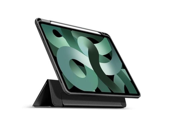 eSTUFF Boston - Lommebok for nettbrett - polyuretan, polykarbonat, termoplast-polyuretan (TPU) - svart, blank - for Apple 10.2-inch iPad (7. genera...