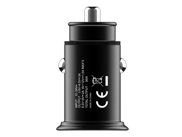 Techly IUSB2-CAR5-AA36W, Automaattinen, sikarin sytytin, 3 A, musta