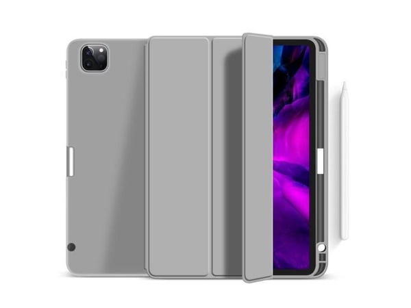 eSTUFF Miami - Tabletin kääntyvä suojus - polyuretaaninahka, termoplastinen polyuretaani (TPU), polykarbonaatti - harmaa, kirkas - 10,2" - Applen 1...