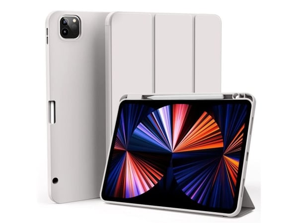 eSTUFF Miami - Tabletin kääntyvä suojus - polyuretaaninahka, termoplastinen polyuretaani (TPU), polykarbonaatti - harmaa, kirkas - 10,2" - Applen 1...